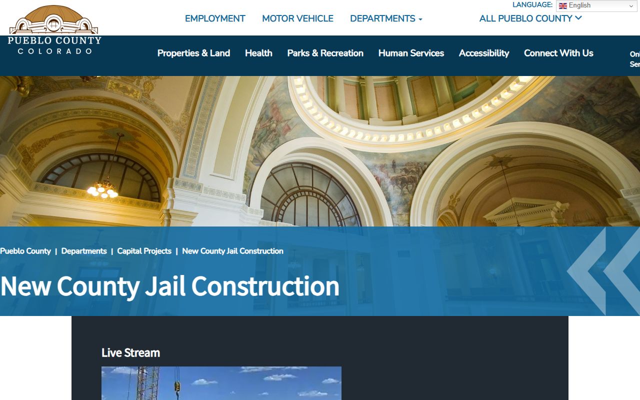 Pueblo County inmate population new jail construction project page